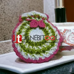 لیف دستبافت مدل گل با کاموا سوزنی گرم بالا