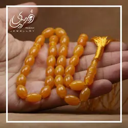 تسبیح سنگ طبیعی 33 دانه عقیق زرد شرف الشمس هلی تراش