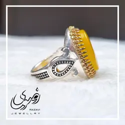 انگشتر نقره مردانه شرف الشمس طرح قطره