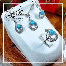 نیم ست نقره زنانه فیروزه نیشابوری طرح اشک