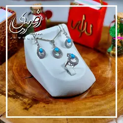 نیم ست نقره زنانه فیروزه نیشابوری طرح اشک