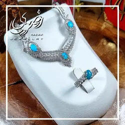 نیم ست نقره زنانه فیروزه نیشابوری طرح عروس