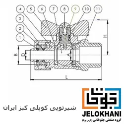 شیر توپی کوپلی برنجی کیز ایران سایز 20*1/2