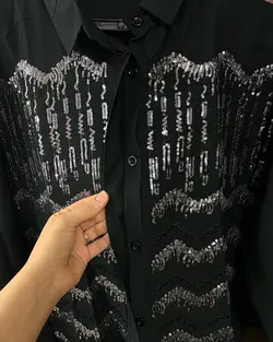 شومیز تمام پولک مدل موجی