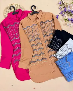 شومیز تمام پولک مدل موجی