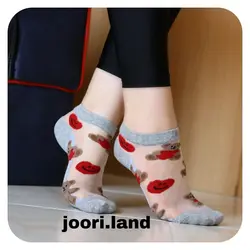 جوراب زنانه شیشه ای طرح خرس و قلب