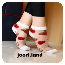 جوراب زنانه شیشه ای طرح خرس و قلب
