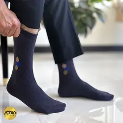 جوراب مردانه ساق دار طرح شش ضلعی❤️ | بسته 12 عددی