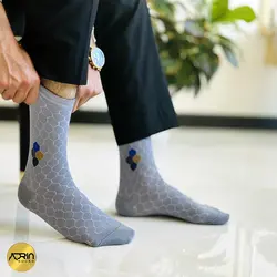 جوراب مردانه ساق دار طرح شش ضلعی❤️ | بسته 12 عددی