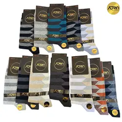 جوراب مردانه ساق دار طرح ذوزنقه ای ❤️ | بسته 12 عددی