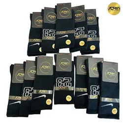 جوراب مردانه ساق دار ورزشی مشکی ❤️ | بسته 12 عددی