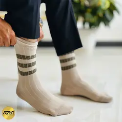 جوراب مردانه ساق دار طرح کبریتی سه خط ❤️ | بسته 12 عددی