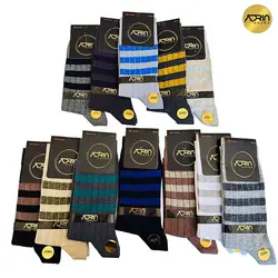 جوراب مردانه ساق دار طرح کبریتی سه خط ❤️ | بسته 12 عددی