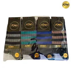 جوراب مردانه ساق دار طرح کبریتی سه خط ❤️ | بسته 12 عددی