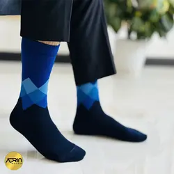 جوراب مردانه ساق دار طرح لوزی رنگی ❤️ | بسته 12 عددی