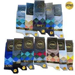 جوراب مردانه ساق دار طرح لوزی رنگی ❤️ | بسته 12 عددی