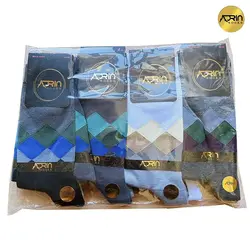 جوراب مردانه ساق دار طرح لوزی رنگی ❤️ | بسته 12 عددی