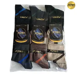 جوراب نیم ساق مردانه طرح سه رنگ کف دوبل ❤️ | بسته 12 عددی