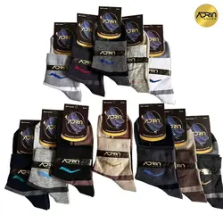 جوراب نیم ساق مردانه طرح دو رنگ خطی ❤️ | بسته 12 عددی
