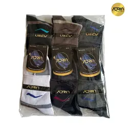 جوراب نیم ساق مردانه طرح دو رنگ خطی ❤️ | بسته 12 عددی