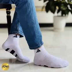 جوراب نیم ساق مردانه طرح آدیداس وسط کش ❤️ | بسته 12 عددی