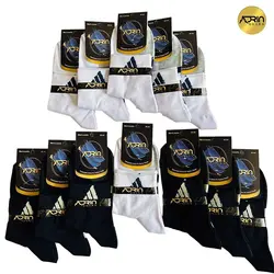 جوراب نیم ساق مردانه طرح آدیداس وسط کش ❤️ | بسته 12 عددی