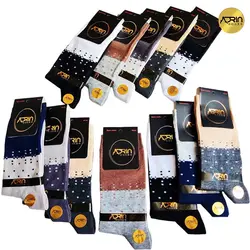 جوراب مردانه ساق دار طرح دو رنگ نقطه ای ❤️ | بسته 12 عددی