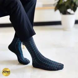 جوراب مردانه ساق دار طرح چهارخانه خطی ❤️ | بسته 12 عددی