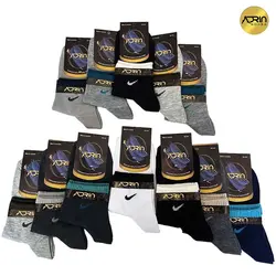 جوراب نیم ساق مردانه طرح نایک کش انگلیسی ❤️ | بسته 12 عددی