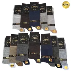 جوراب مردانه ساق دار طرح خط ریز ❤️ | بسته 12 عددی