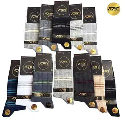 جوراب مردانه ساق دار طرح رینگی نبافت ❤️ | بسته 12 عددی