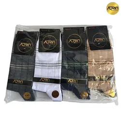 جوراب مردانه ساق دار طرح رینگی نبافت ❤️ | بسته 12 عددی