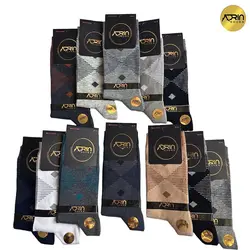 جوراب مردانه ساق دار طرح لوزی ❤️ | بسته 12 عددی