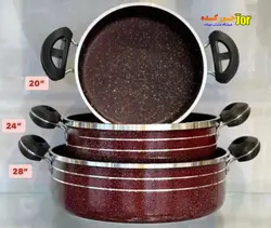 ماهیتابه 3 تایی طرح چدن داخل گرانیتی