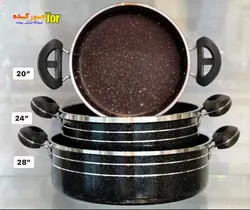 ماهیتابه 3 تایی طرح چدن داخل گرانیتی