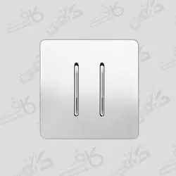 کلید و پریز آسیا | کلید دو پل کریستال سفید نقره ای اسیا