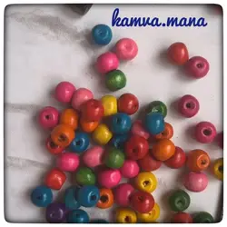 مهره چوبی رنگی سایز 8 میل پک 40 عددی