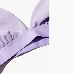 ست سوتین مثلثی طوسی و کش سفید + بکلس طوسی با کش سفید با لوگو