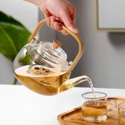 قوری پیرکس دسته بامبو