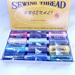نخ خیاطی 12 رنگ قرقره پلی استر ORGENALI