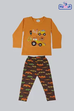 ست پسرانه نارنجی طرح تراکتور