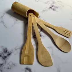 ست کفگیر چوبی بامبو کد 1006