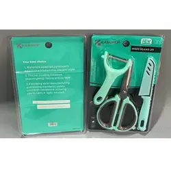 ست چاقو پوست کن و قیچی آشپزخانه XXX-515 سبز