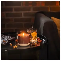 شمع معطر به همراه جاشمعی سرامیکی امبر و رز ایکیا مدل Ikea ROSENSLAN 905.482.41