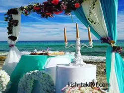 تم ساحلی تولد، سفره عقد و مراسم کیش. دیزاین، گل و بادکنک آرایی، کندی بار