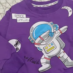 لباس بچگانه وارداتی بلوز و شلوار پسرانه رنگ بنفش یشمی سفید یک تا پنج سال کد 3904