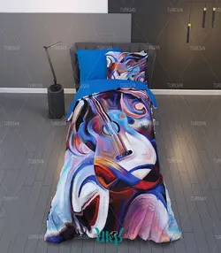 روتختی آبی یک نفره طرح گیتار کد d399