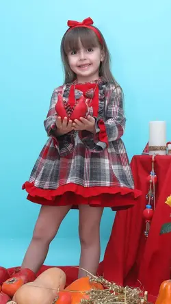 پیراهن دخترانه مدل دو‌پاپیونی آریسان 🍉