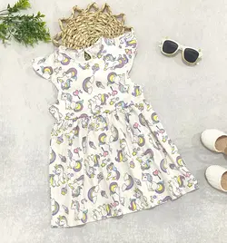 پیراهن یونیکورن زمینه شیری