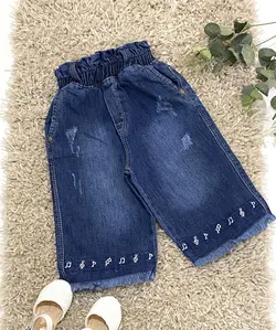 شلوارک جین دخترانه کمرهویجی یلدا